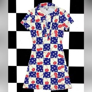 Omighty Cherry Checkered Collared Mini Dress